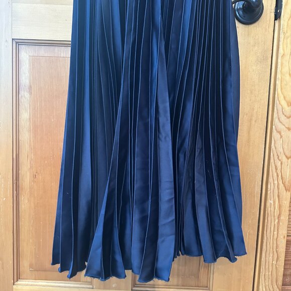 Vivian Satin Pleated Dress - Navy Blue - Size 10 - Try On Length - Picture 9 of 10